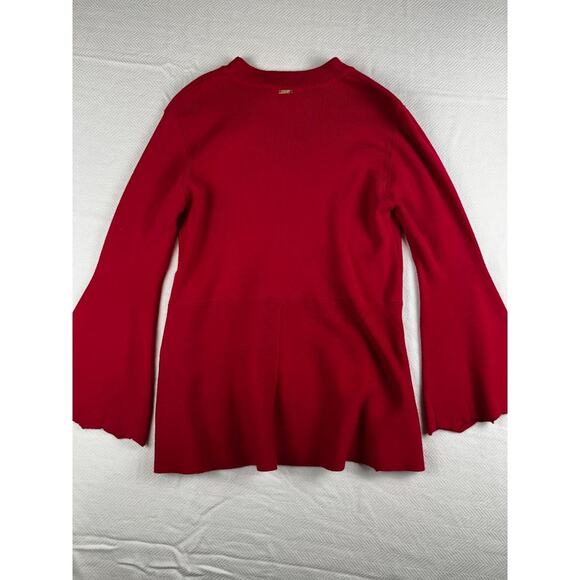 Ivanka Trump Women's Red Knit Sweater Bell Sleeves Crew Neck - Picture 5 of 8
